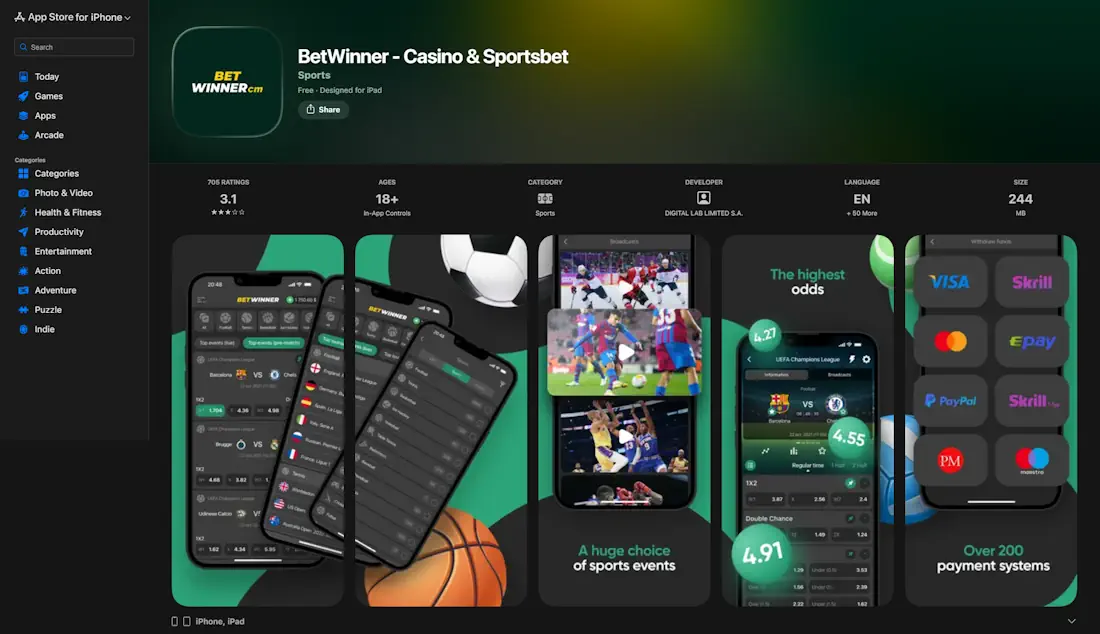 BetWinner App App Store Screenshot